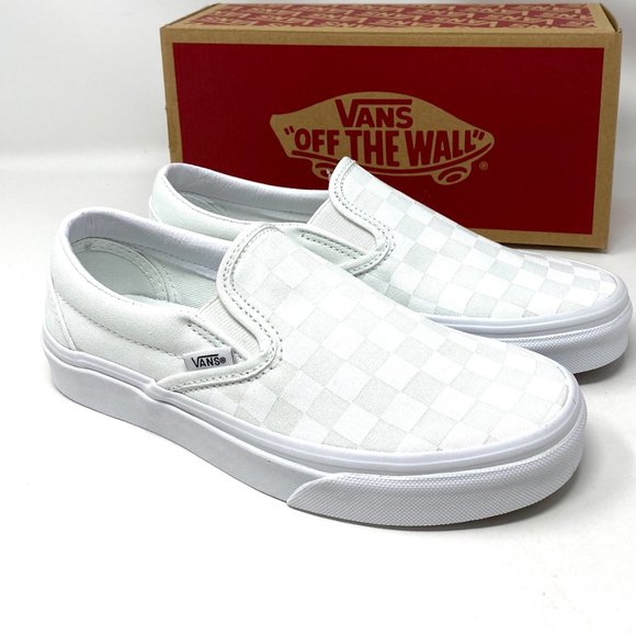 SANTA’S DEAL 🎄 VANS Classic Slip-On Checkerboard White Low Top Women's Size 6.5 - Picture 6 of 11
